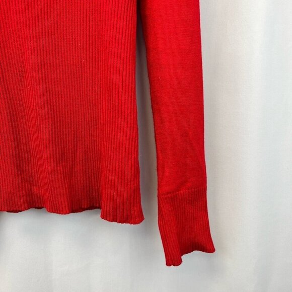 Dots Womens Pullover Sweater Red Knit Long Sleeve Cold Shoulder Cowl Neck Medium - Picture 7 of 10